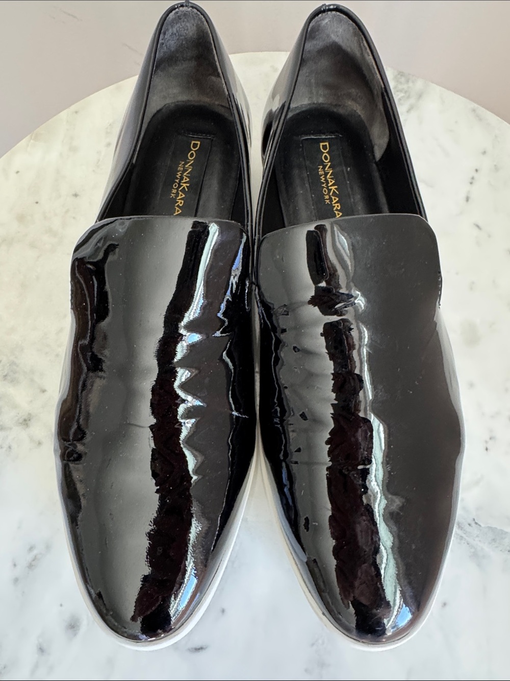Donna Karan NY Women’s PIA Patent Leather Slip-On Loafers - Black, Size 8.5